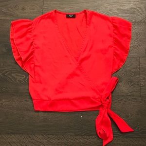 Red Wrap Blouse Size S